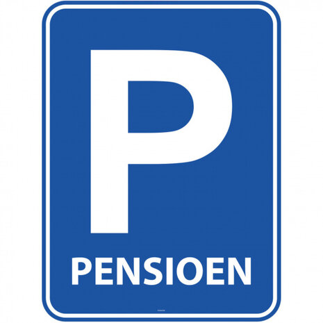 deurbord Pensioen 33,5 x 45 cm karton blauw/wit