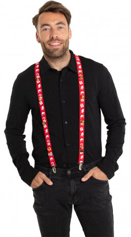bretels Kerstmis Belletjes polyester rood one-size