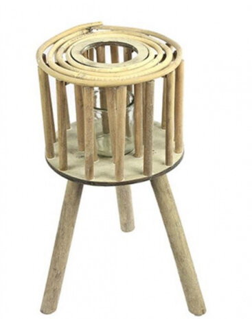 theelichthouder Serana 39,5 x 20,5 cm hout/glas