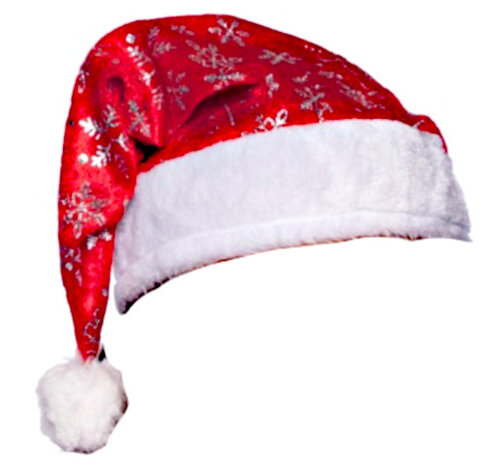 kerstmuts Sneeuwvlokken 31 cm polyester rood/wit