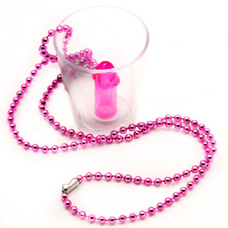 ketting met shotglas dames 35 cm roze