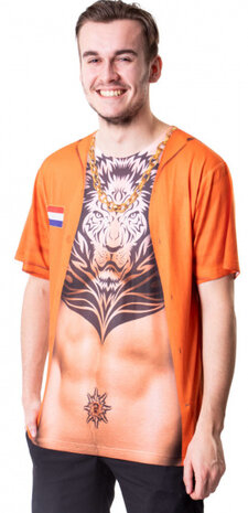 verkleedshirt Oranje Leeuw heren polyester maat XL/XXL