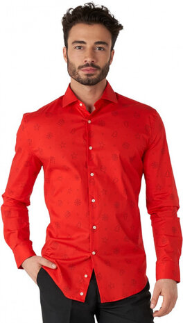 overhemd Christmas heren polyester rood mt XXL