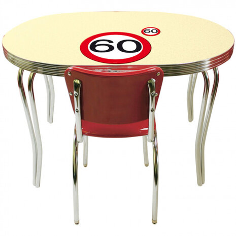 placemat/onderzetterset Verkeersbord 60 rood/wit 8-delig