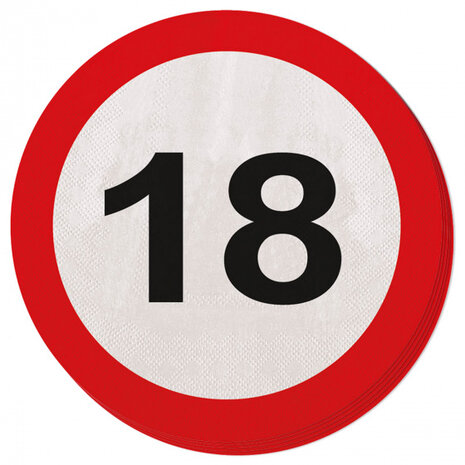 servetten Verkeersbord 18 33 cm papier rood/wit 20 stuks