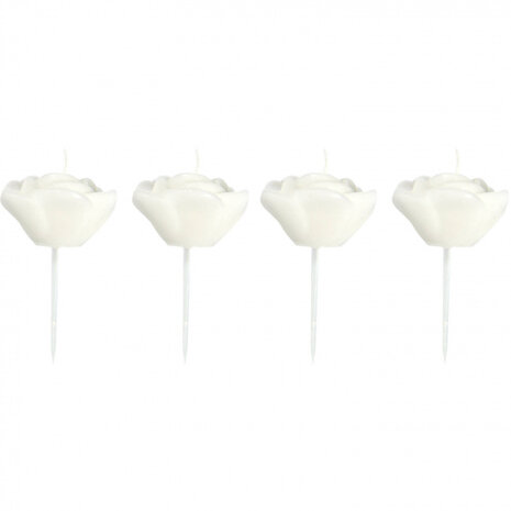 kaarsen rozen 6 x 3 cm wax wit 4 stuks