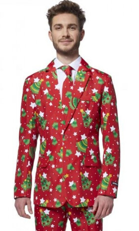verkleedpak Trees Stars heren rood polyester mt XXL