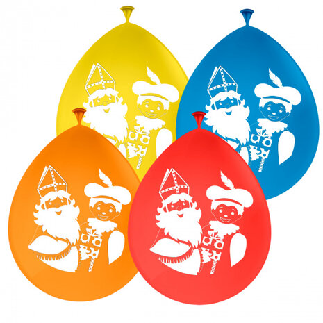 ballonnen Sint en Piet junior 30 cm latex 8 stuks