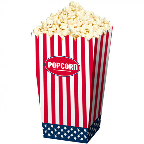 popcornbakjes USA 16 cm karton rood/wit/blauw 4 stuks