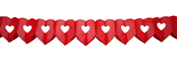 slinger Hartjes open 6 meter papier rood