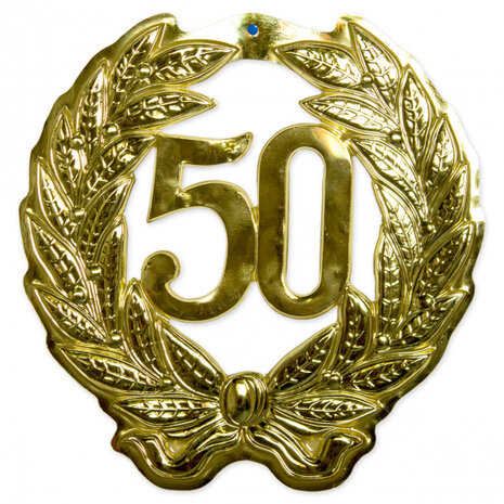 deurdecoratie 50 Jaar 3D 40 x 43 cm goud