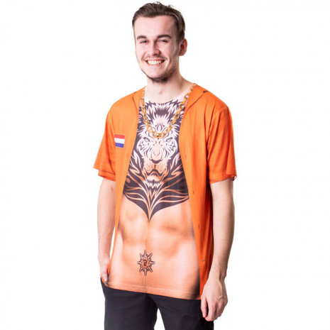 T-shirt Hollandse leeuw heren polyester oranje maat M/L