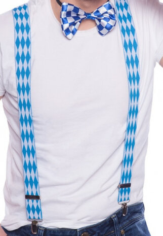 bretels Oktoberfest heren polyester blauw/wit one-size