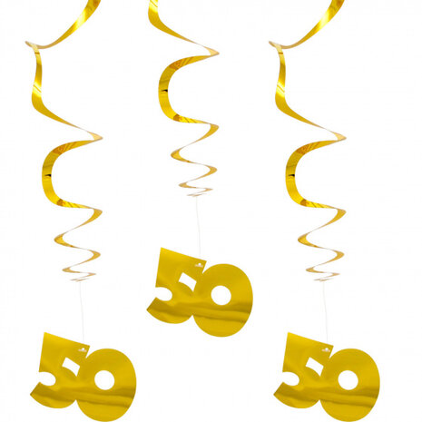 hangdecoratie cijfer 50 papier 75 cm goud 3 stuks