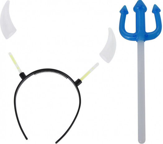 accessoireset glow-in-the-dark blauw 3-delig