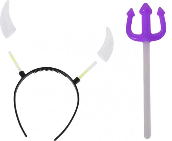 accessoireset glow-in-the-dark paars 3-delig