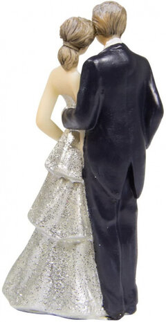 taartdecoratie trouwfiguur &#039;25&#039; 11 cm zwart/zilver