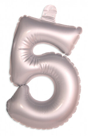 folieballon cijfer 5 met lus 36 cm zilver