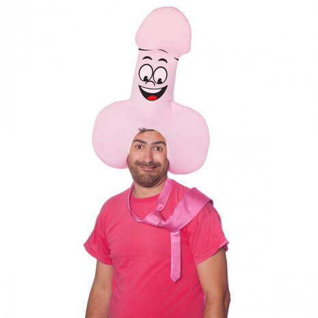 pruik penis heren polyester roze one-size