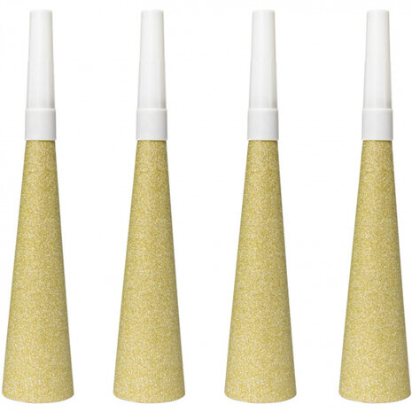 feesttoeter 19 cm papier goud 4 stuks