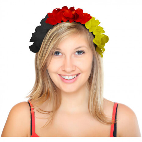 tiara Hawaii Duitsland polyester rood/geel/zwart one-size