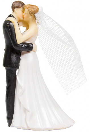 taartdecoratie trouwfiguur met boek 10,5 cm zwart/wit