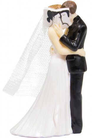 taartdecoratie trouwfiguur met boek 10,5 cm zwart/wit