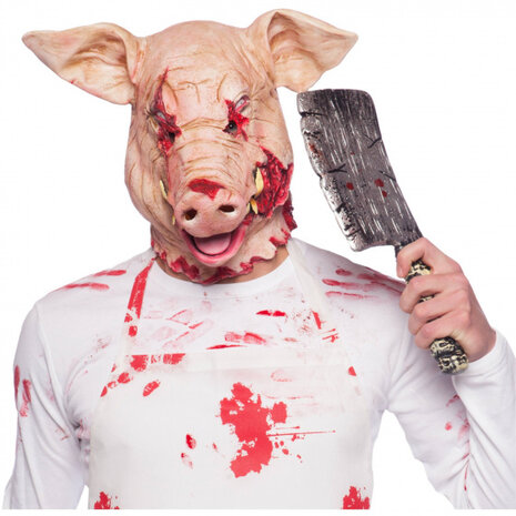 masker horrorvarken latex roze one-size