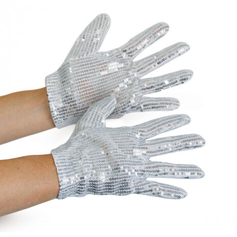handschoenen 23,5 x 10 cm polyester zilver one-size