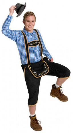 lederhosen Oktoberfest heren polyester zwart maat XL/XXL