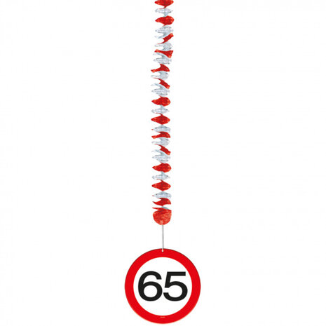 hangdecoratie 65 jaar 17,5 cm papier rood/wit 3 stuks