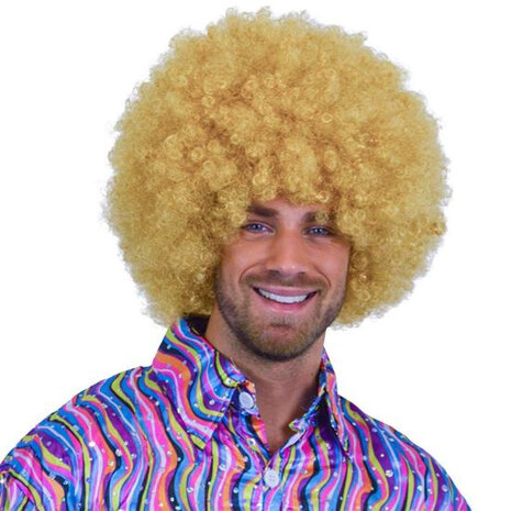 pruik Super afro unisex blond one-size