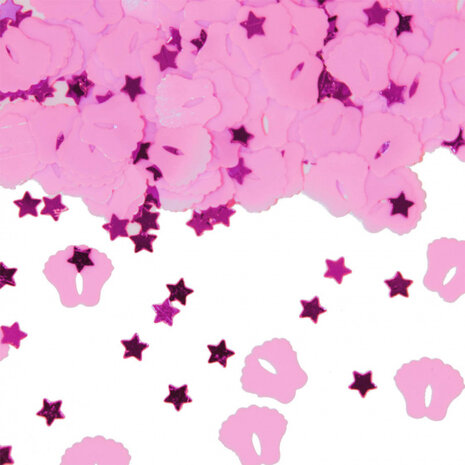 tafeldecoratie confetti geboorte meisje 14 gram roze