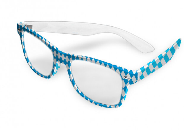 bril Blues Brothers Oktoberfest 22 x 8 cm blauw/wit