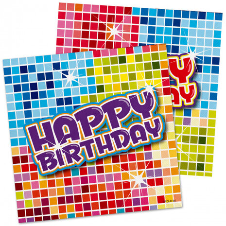 servetten Happy Birthday 25 x 25 cm papier 16-delig