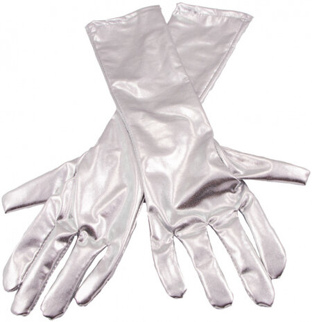 handschoenen Metallic dames 40 cm polyester zilver