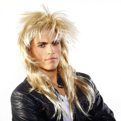 pruik rocker heren blond one-size