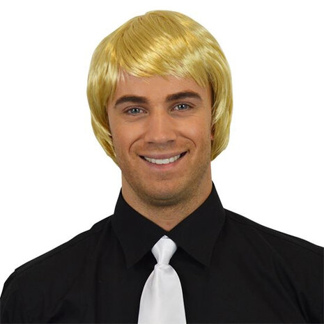 pruik heren kort steil synthetisch blond