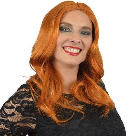 pruik Yvette dames synthetisch oranje