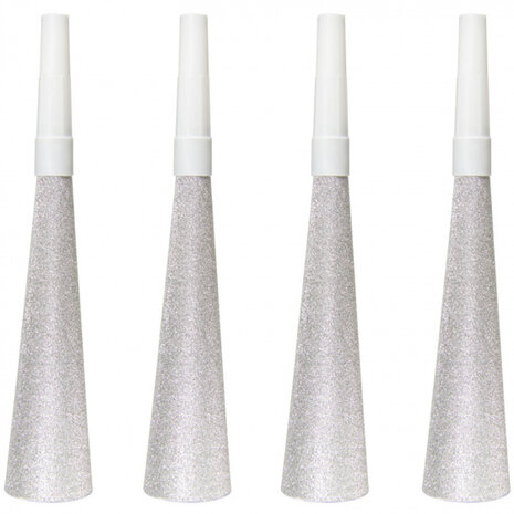 feesttoeter 19 cm papier zilver 4 stuks