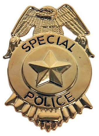 politiebadge Special Police 7 cm goud