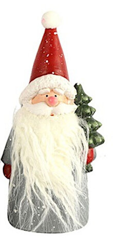 kerstmanbeeld Saami 18,5 cm keramiek wit/rood
