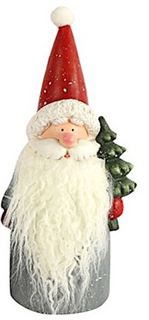 kerstmanbeeld Saami 28,5 cm keramiek wit/rood