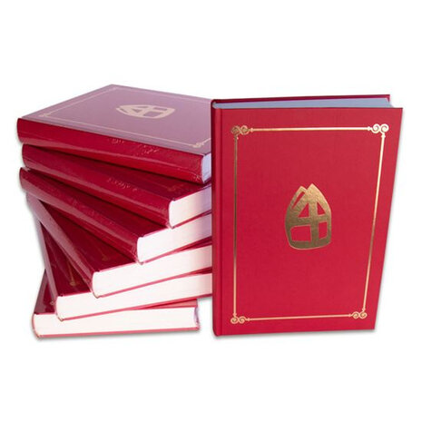 sinterklaasboek met mijter 30 x 22 cm papier rood
