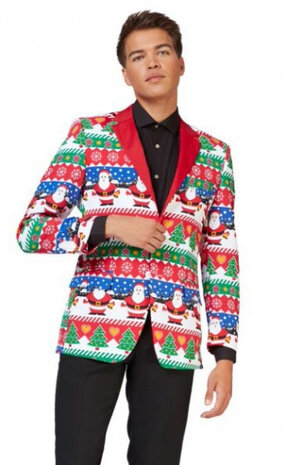 verkleedblazer Snazzy Santa heren polyester rood mt 46