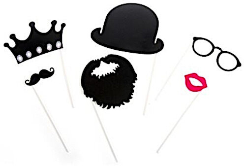 photobooth decoraties karton zwart 6-delig