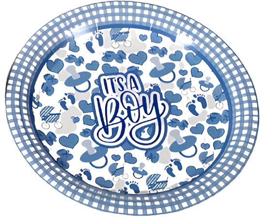feestborden Boys 18 cm papier blauw 8 stuks