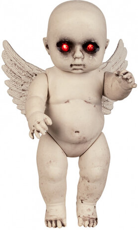 decoratiebeeld Babyengel 30 cm polyetheen ivoorwit