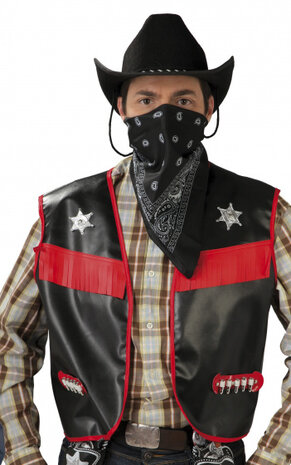 verkleedvest Cowboy heren zwart maat one-size