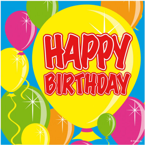 servetten Happy Birthday 25 cm papier 20-delig
